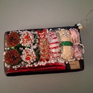 Sushi Tray Glass Christmas Tree Ornament  NWT